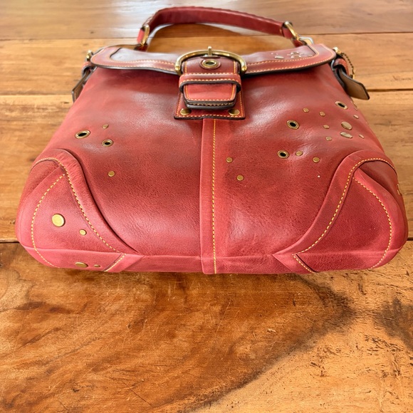 Vintage Coach Y2K Red Studded Soho Shoulder Bag with Original Box